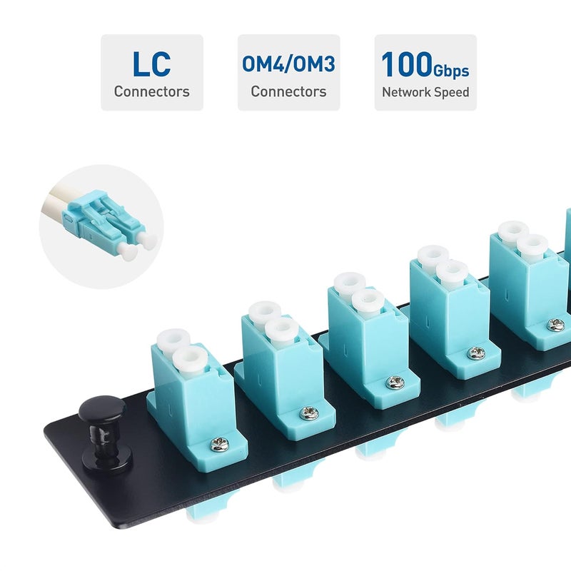CableMatters لوحة توصيل متعددة الأوضاع 12 ألياف OM4/OM3 مع 6 محولات ألياف بصرية مزدوجة LC UPC - متوافقة مع LGX - Image 3